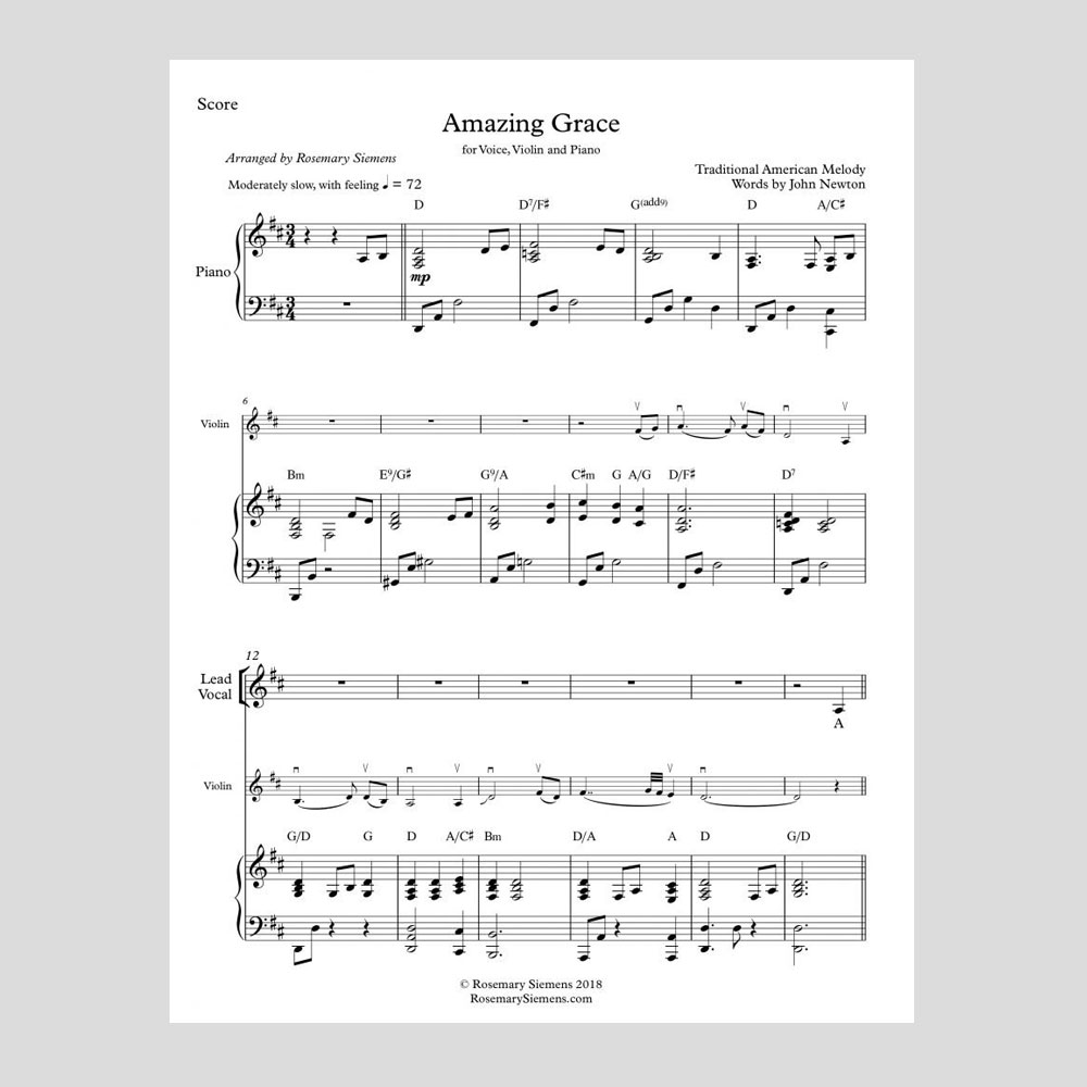 Amazing Grace Sheet Music With Lyrics