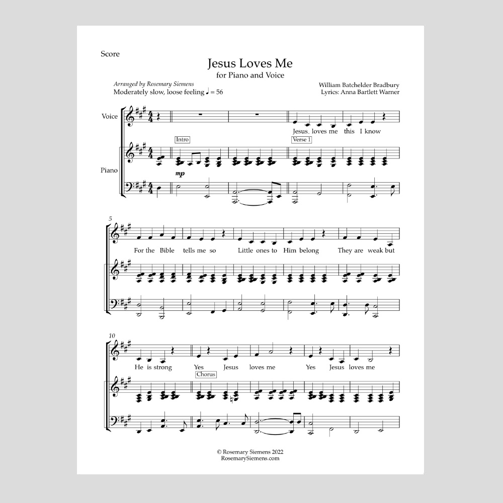 Jesus Loves Me Digital Sheet Music
